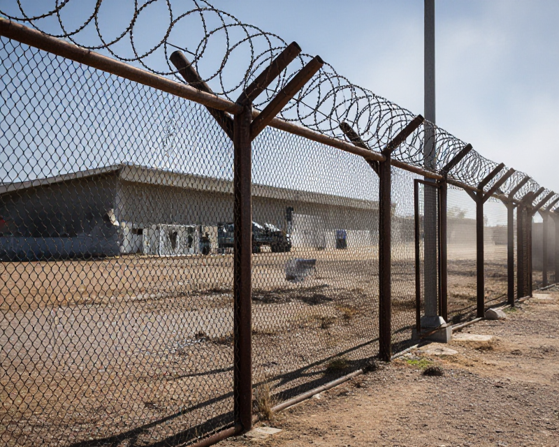 Atmospheric view of a border detention facility