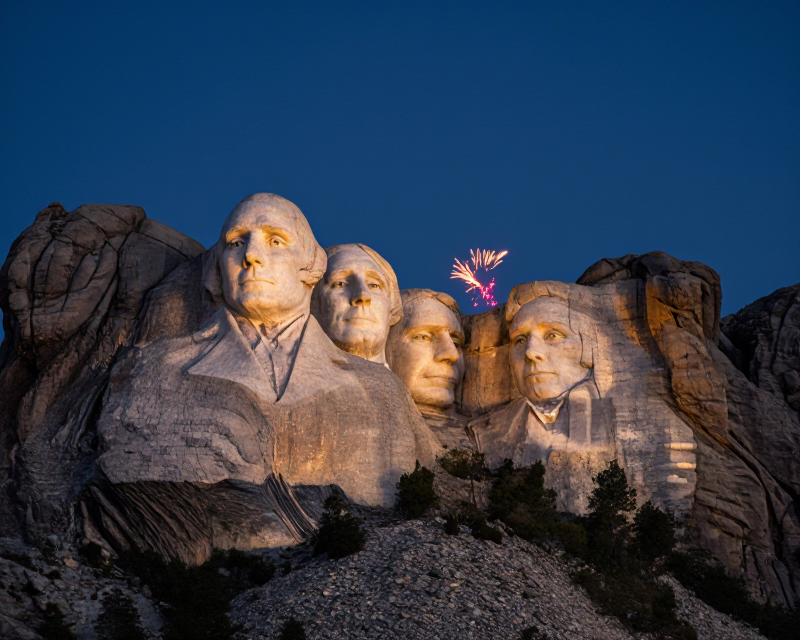 Cinematic Mount Rushmore at Twilight