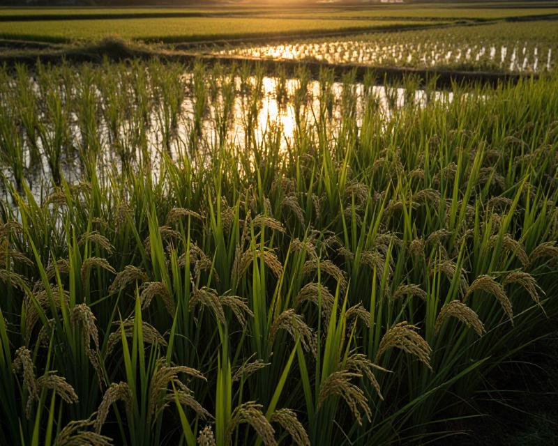 Golden Rice Paddy Landscape