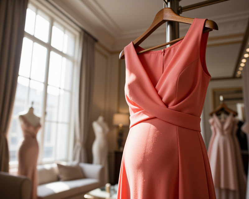 Coral Maternity Dress in Elegant Setting