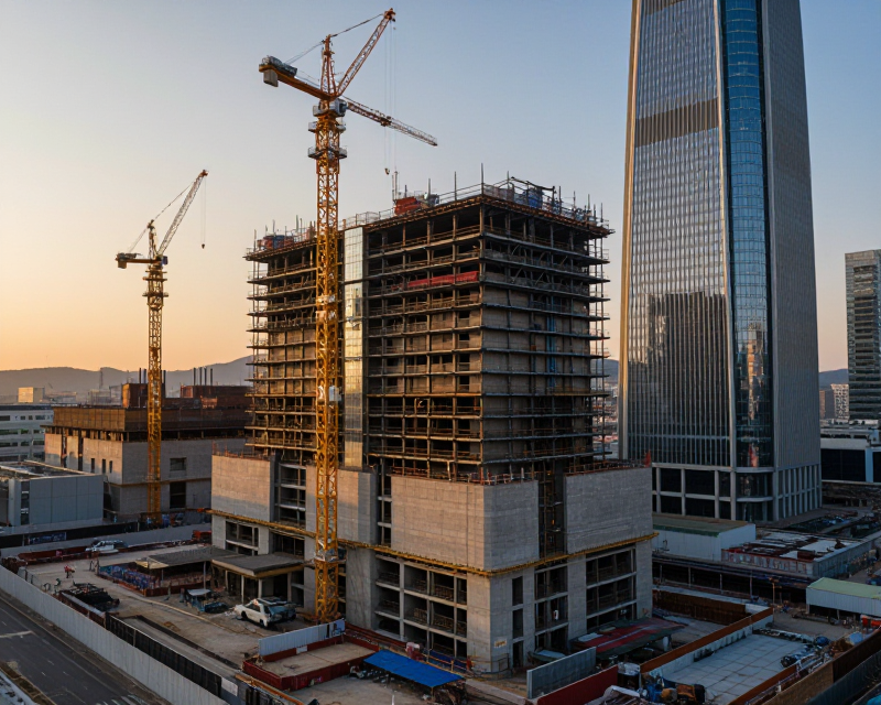 Modern Construction Site in Seoul