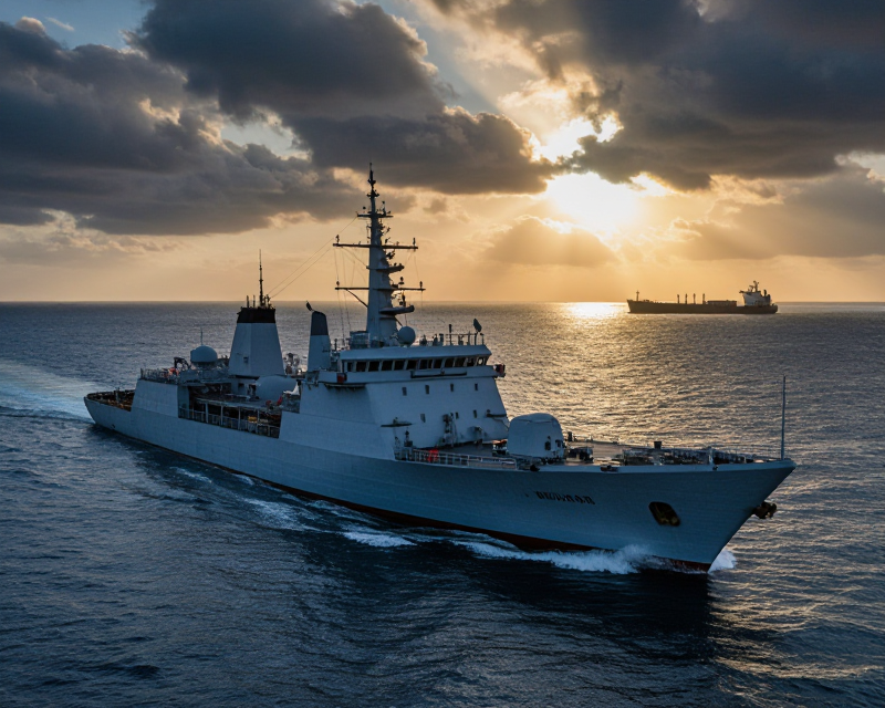 Symbolic representation of maritime security and geopolitical tension